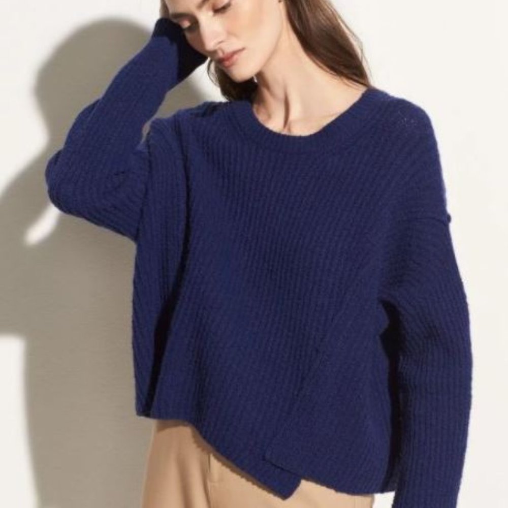 VINCE NEW Overlap Panel Wool Blend Sweater